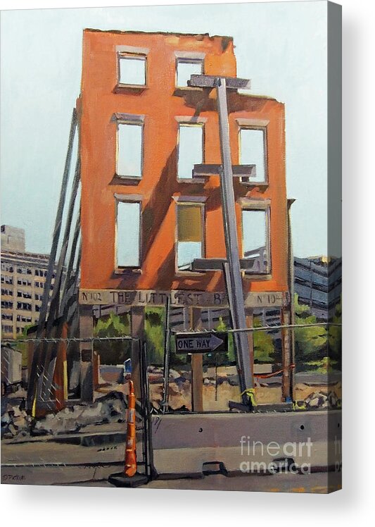 Boston Acrylic Print featuring the painting Still the Smallest Bar in Boston by Deb Putnam