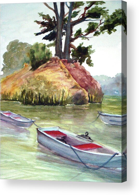 Landscape Acrylic Print featuring the painting Stow Lake #1 by Karen Coggeshall