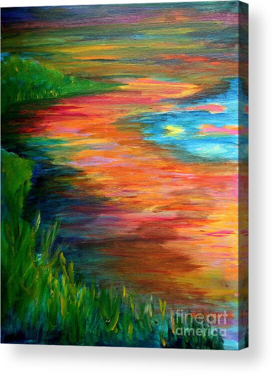 Landscape Acrylic Print featuring the painting Stream of Color by Julie Lueders 