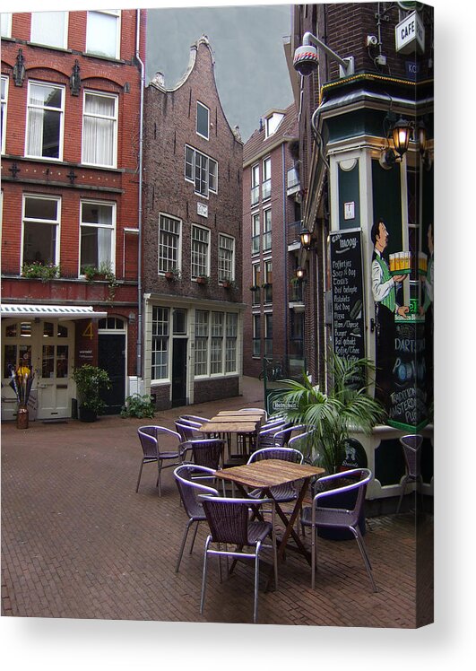 Amsterdam Acrylic Print featuring the photograph Street Cafe Mooy in Amsterdam by Ginger Wakem