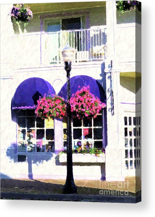 Streetscape Acrylic Print featuring the painting Streetside Balcony by Desiree Paquette