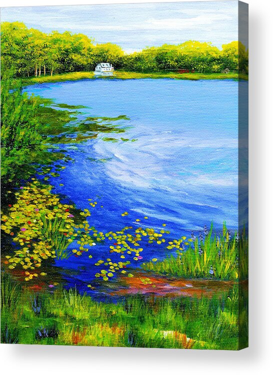Lake Acrylic Print featuring the painting Summer at the Lake by Anne Marie Brown