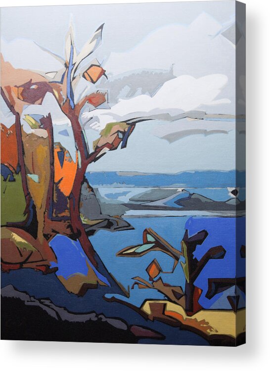 Abstract Landscape Oil Color Painting Acrylic Print featuring the painting Summer Becher Bay by Rob Owen