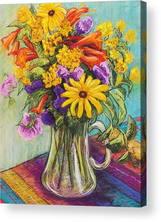 Still Life Acrylic Print featuring the pastel Summer Bouquet by Candy Mayer