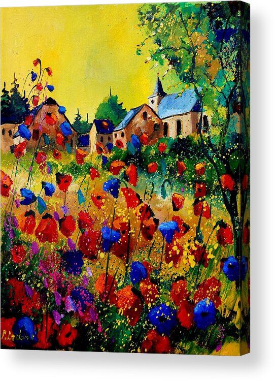Poppy Acrylic Print featuring the painting Summer in Sosoye by Pol Ledent