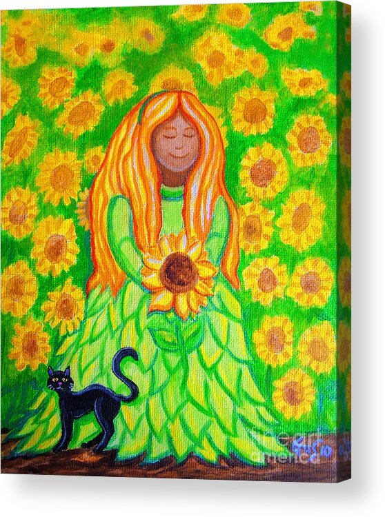 Sunflower Princess Acrylic Print featuring the painting Sunflower Princess by Nick Gustafson
