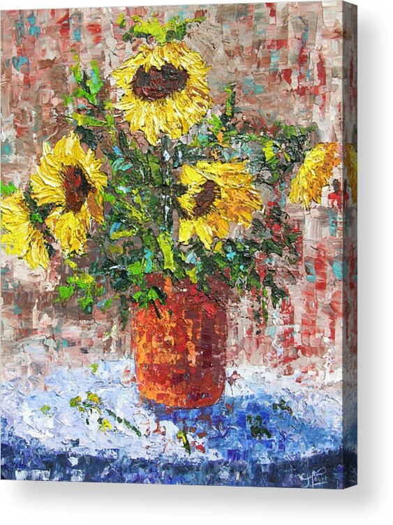 Seascape Acrylic Print featuring the painting Sunflowers by Frederic Payet