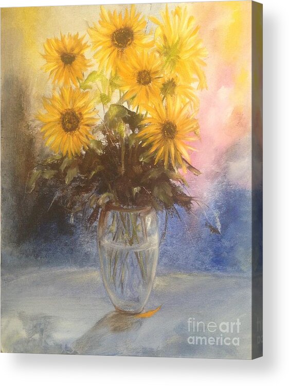 Sunflower Acrylic Print featuring the painting Sunflowers II by Lizzy Forrester