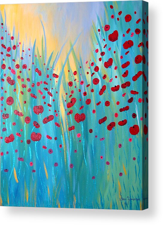 Poppies Acrylic Print featuring the painting Sunlit Poppies by Stacey Zimmerman