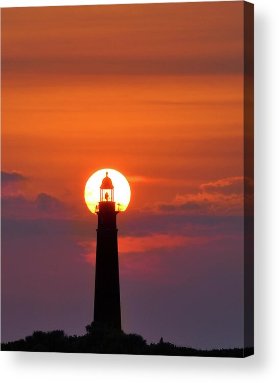 Sunset Acrylic Print featuring the photograph Sunset at the Lighthouse by Laurie Hasan