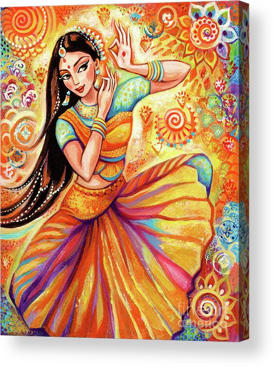 Beautiful Indian Woman Acrylic Print featuring the painting Sunshine Dance by Eva Campbell