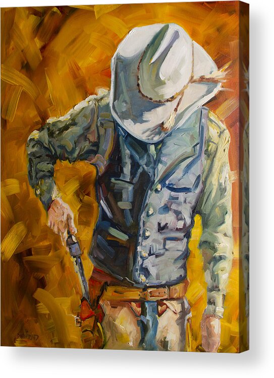 Cowboy Acrylic Print featuring the painting Sure Shot by Diane Whitehead