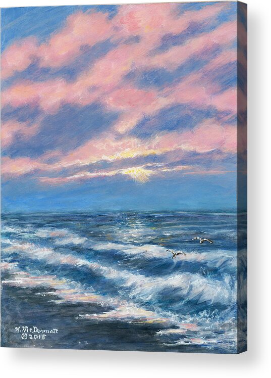 Ocean Acrylic Print featuring the painting Surf and Clouds by Kathleen McDermott