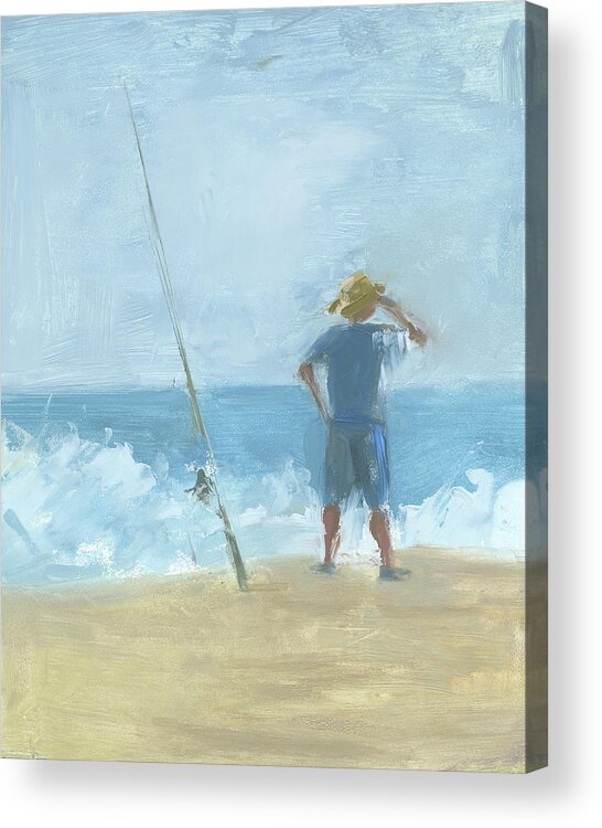 Surf Fishing Acrylic Print featuring the painting Surf Fishing by Chris N Rohrbach