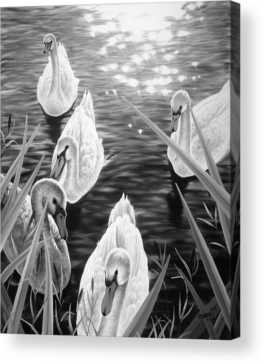 Swans Acrylic Print featuring the painting Swan 2 by Matthew Martelli