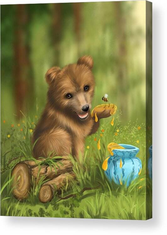 Bear Acrylic Print featuring the painting Sweet as honey by Veronica Minozzi