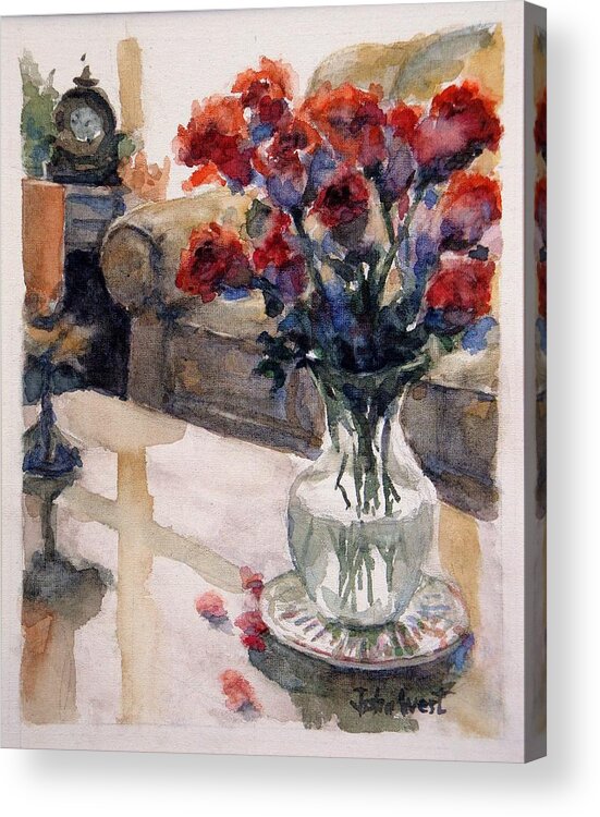 Flowers Acrylic Print featuring the painting Sweetheart Roses by John West