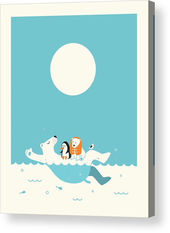 Polar Bears Acrylic Print featuring the digital art Swimming Lessons 1 by Jazzberry Blue