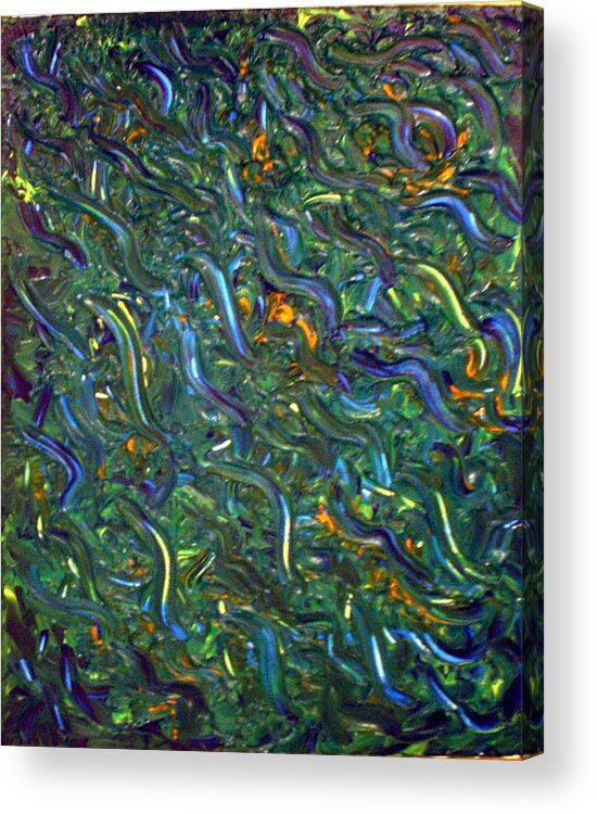 Abstract Acrylic Print featuring the painting Swimming Upstream by Nancy Sisco