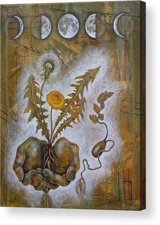 Moon Acrylic Print featuring the mixed media Symbiosis by Sheri Howe
