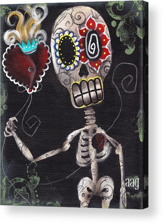 Day Of The Dead Acrylic Print featuring the painting Take my Heart by Abril Andrade
