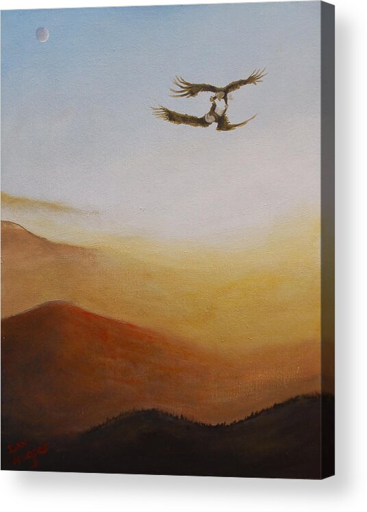 Eagle Acrylic Print featuring the painting Talon lock by Dan Wagner