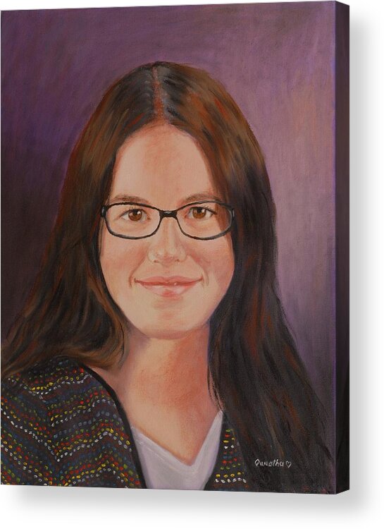 Portrait Acrylic Print featuring the painting Taylor Snow by Quwatha Valentine