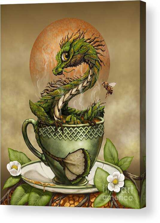 Tea Acrylic Print featuring the digital art Tea Dragon by Stanley Morrison