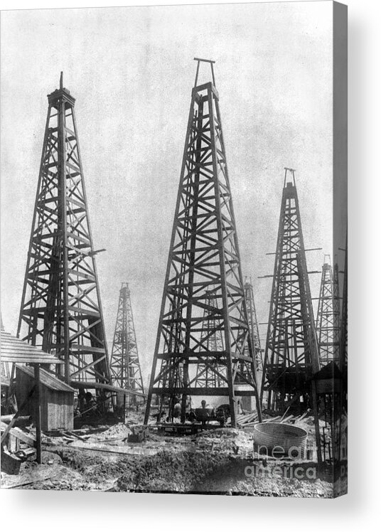 1901 Acrylic Print featuring the photograph TEXAS - OIL DERRICKS, c1901 by Granger
