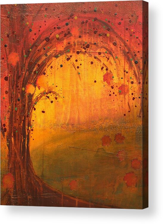 Acrylic Acrylic Print featuring the painting Textured Fall - Tree Series by Brenda O'Quin