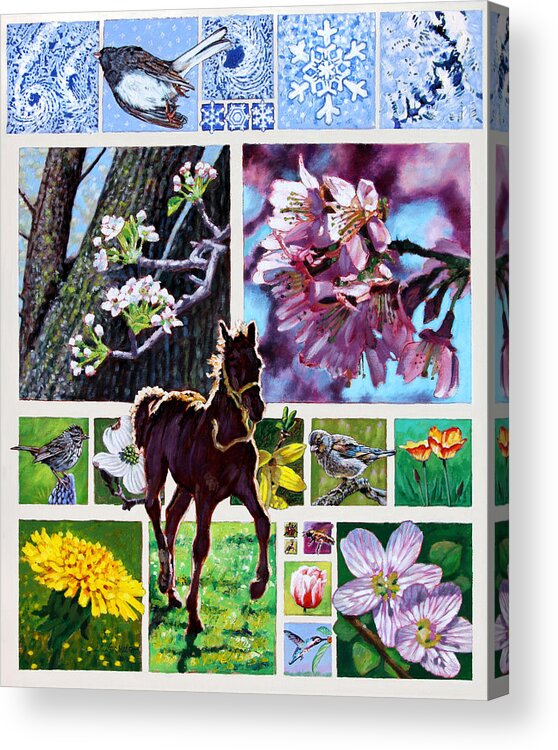 Nature Acrylic Print featuring the painting Thank God for Spring by John Lautermilch