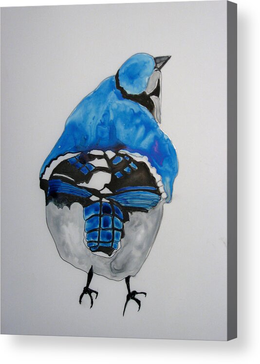 Wild Birds Acrylic Print featuring the painting Thankful Blue by Patricia Arroyo
