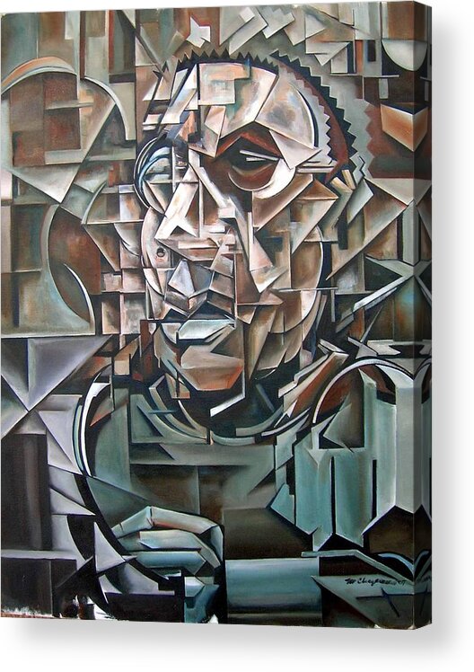 Andrew Hill Jazz Piano Cubism Portrait Acrylic Print featuring the painting The Analytic by Martel Chapman