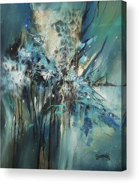 The Blues; Abstract; Abstract Expressionist; Contemporary Art; Tom Shropshire Painting; Shades Of Blue Acrylic Print featuring the painting The Blues by Tom Shropshire