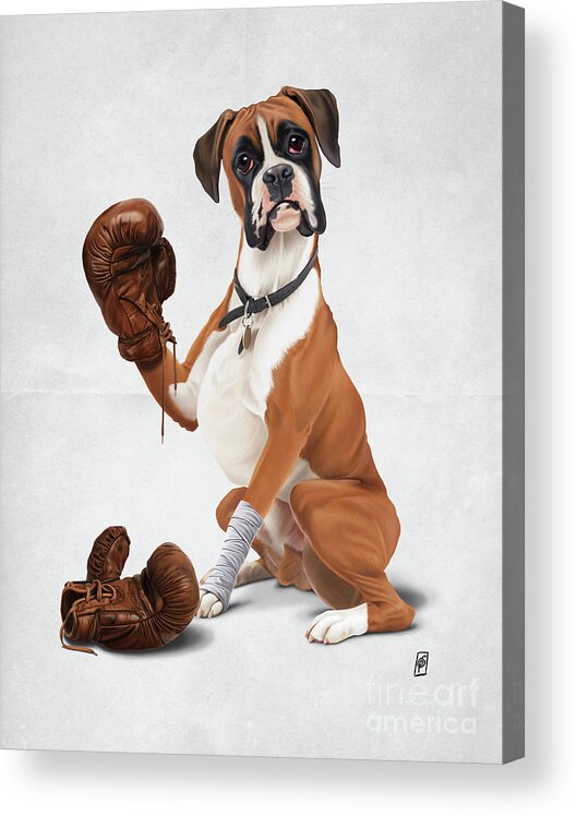 Illustration Acrylic Print featuring the digital art The Boxer Wordless by Rob Snow