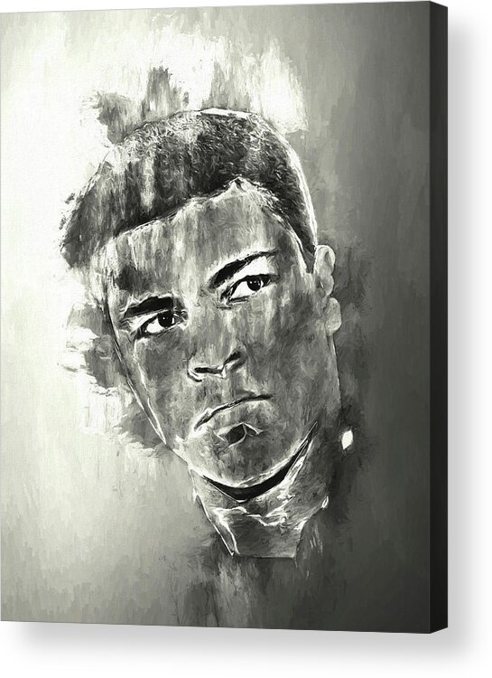 7s Flex Acrylic Print featuring the digital art The Champ monochrome by Jack Torcello