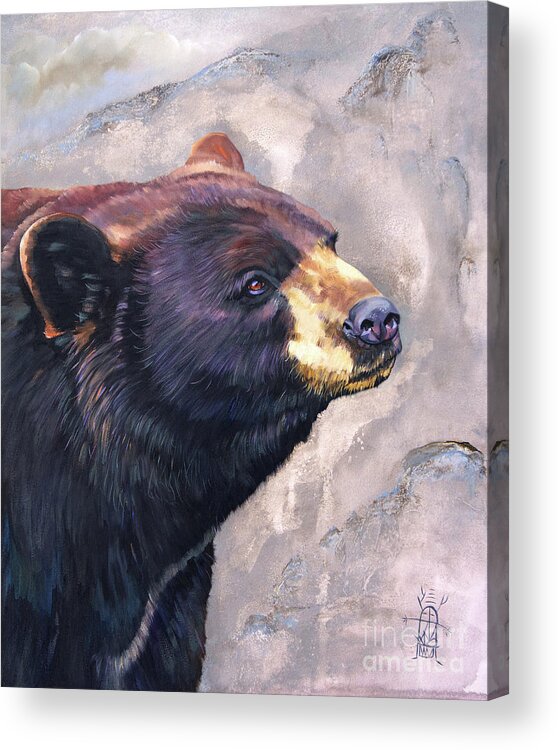 Bear Acrylic Print featuring the painting The contemplation of being by J W Baker