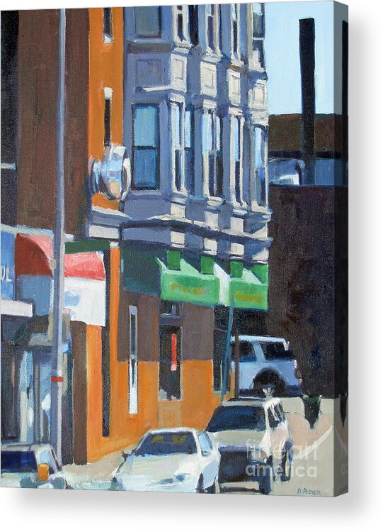 Cityscape Acrylic Print featuring the painting The Corner by Deb Putnam