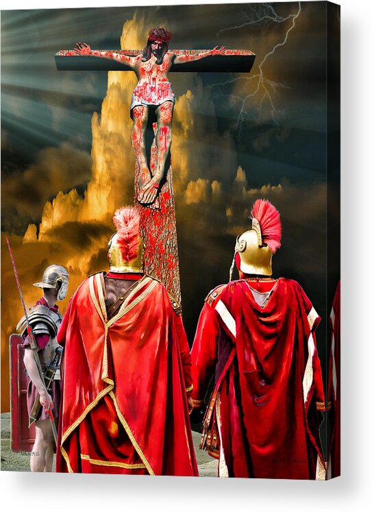 Mark T. Allen Acrylic Print featuring the painting The Crucifixion by Mark Allen