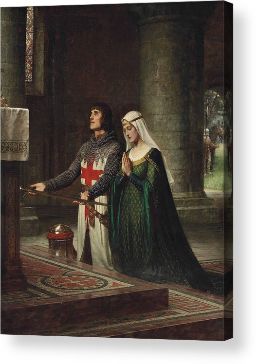 19th Century Art Acrylic Print featuring the painting The Dedication by Edmund Leighton