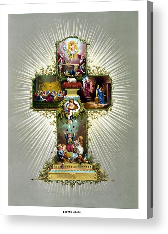 Jesus Acrylic Print featuring the painting The Easter Cross by War Is Hell Store