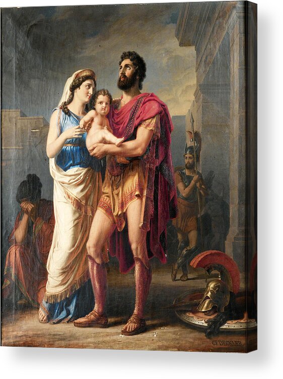 Carl Friedrich Deckler Acrylic Print featuring the painting The Farewell of Hector to Andromache and Astyanax by Carl Friedrich Deckler