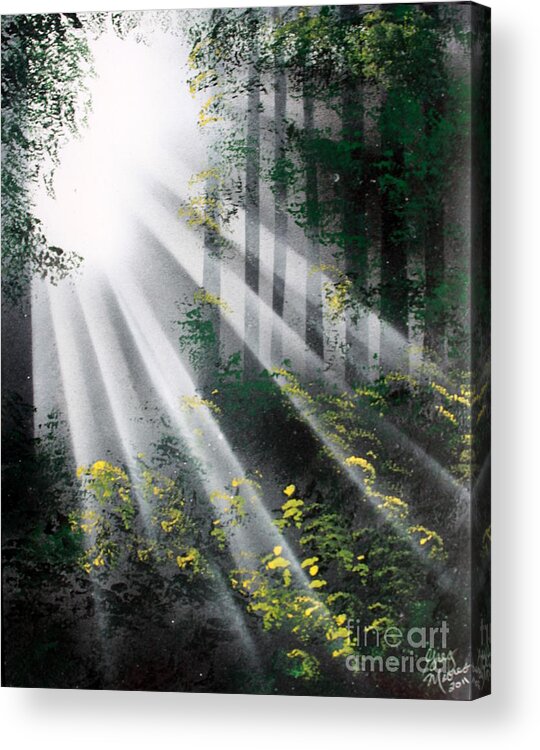 Landscape Acrylic Print featuring the painting The Forest 01 by Greg Moores