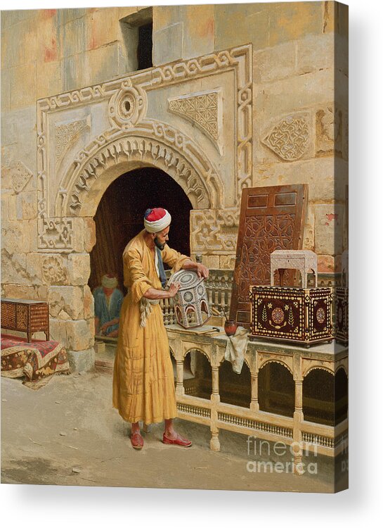 The Acrylic Print featuring the painting The Furniture Maker by Ludwig Deutsch