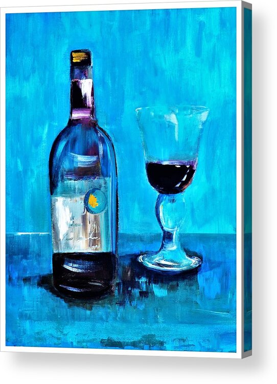 Gold Acrylic Print featuring the digital art The Gold Star Wine Painting by Lisa Kaiser