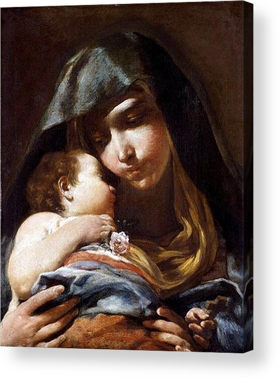 Holy Acrylic Print featuring the painting The Holy Child and Blessed Mary by Unknown Artist