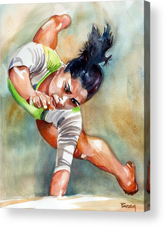 Female Gymnast Acrylic Print featuring the painting The Indian Gymnast by Parag Pendharkar