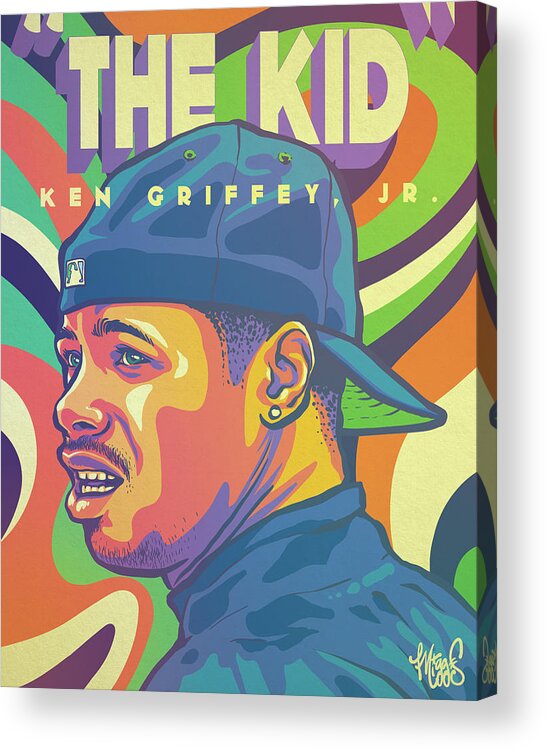 Griffey Acrylic Print featuring the drawing The Kid by Miggs The Artist