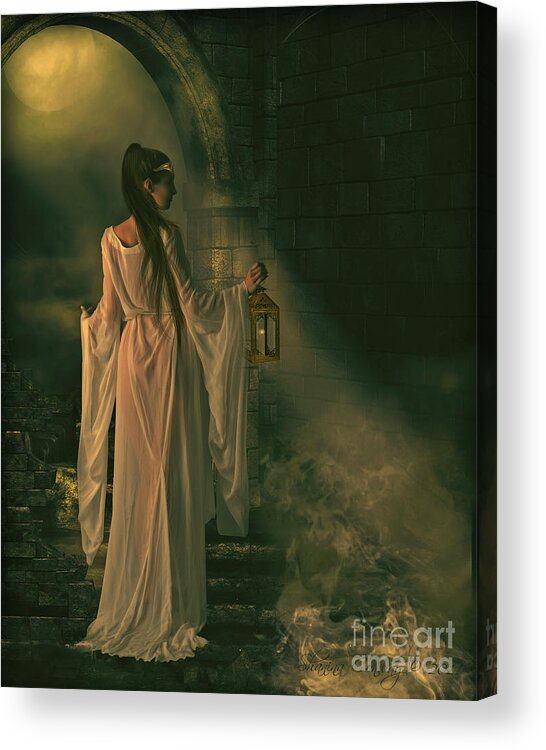 Lady Of Shalott Acrylic Print featuring the digital art The Lady of Shalott by Shanina Conway