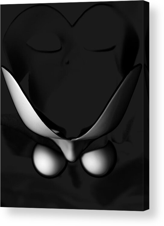 Abstract Realism Face Eggs Mask Black And White Bw Surface Shading Contour Acrylic Print featuring the photograph The masks we wear by David Coblitz